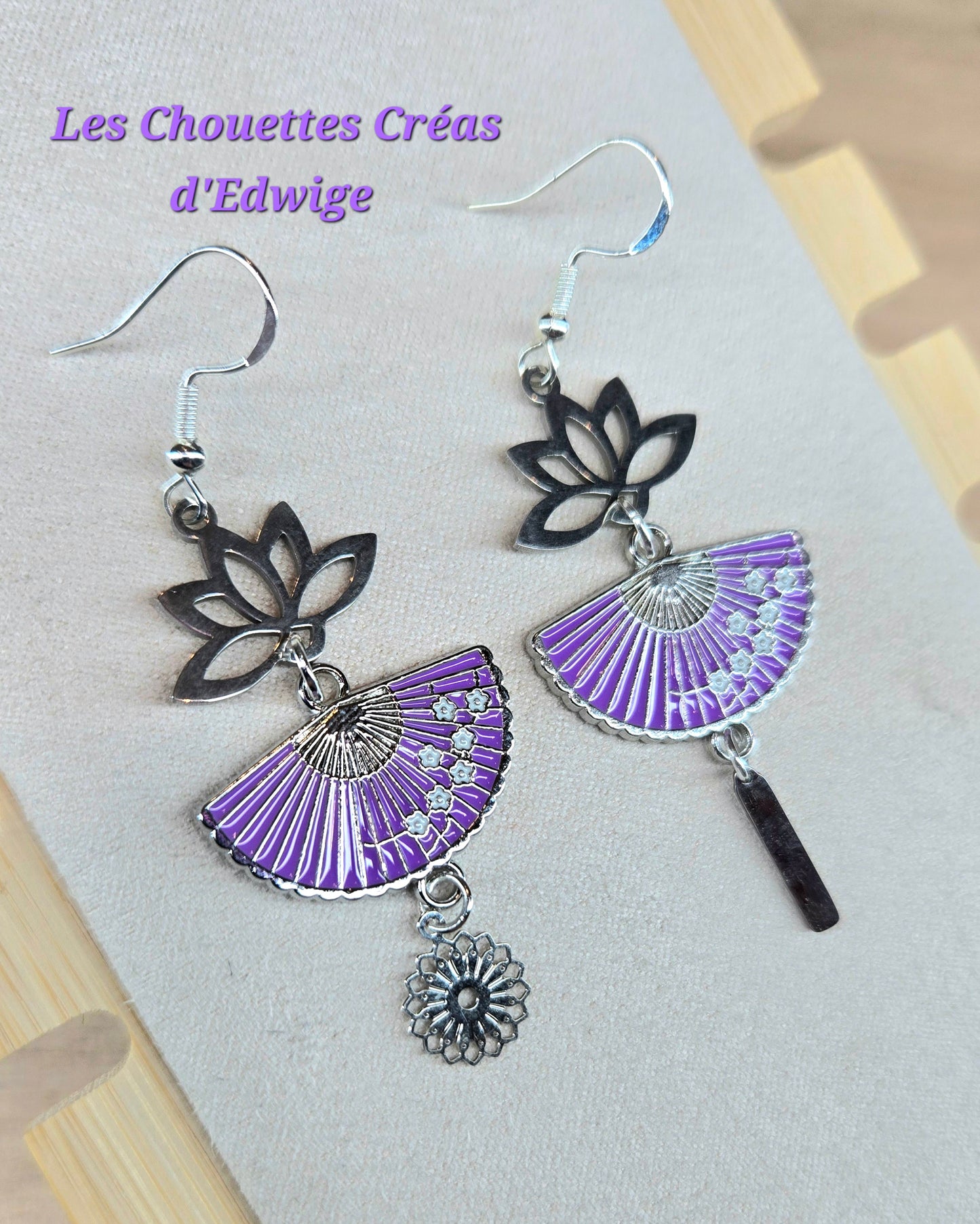 Boucles d'oreilles éventails violet