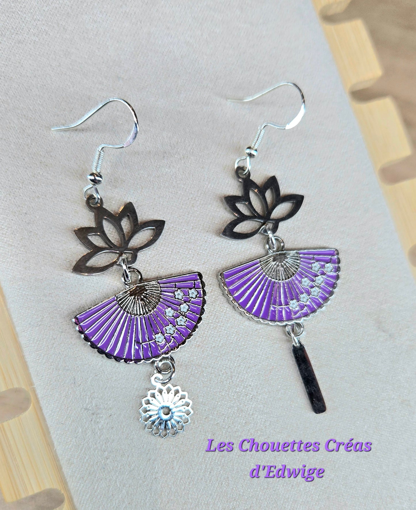 Boucles d'oreilles éventails violet