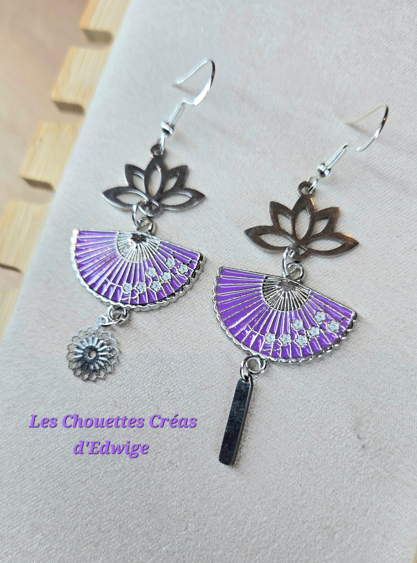 Boucles d'oreilles éventails violet