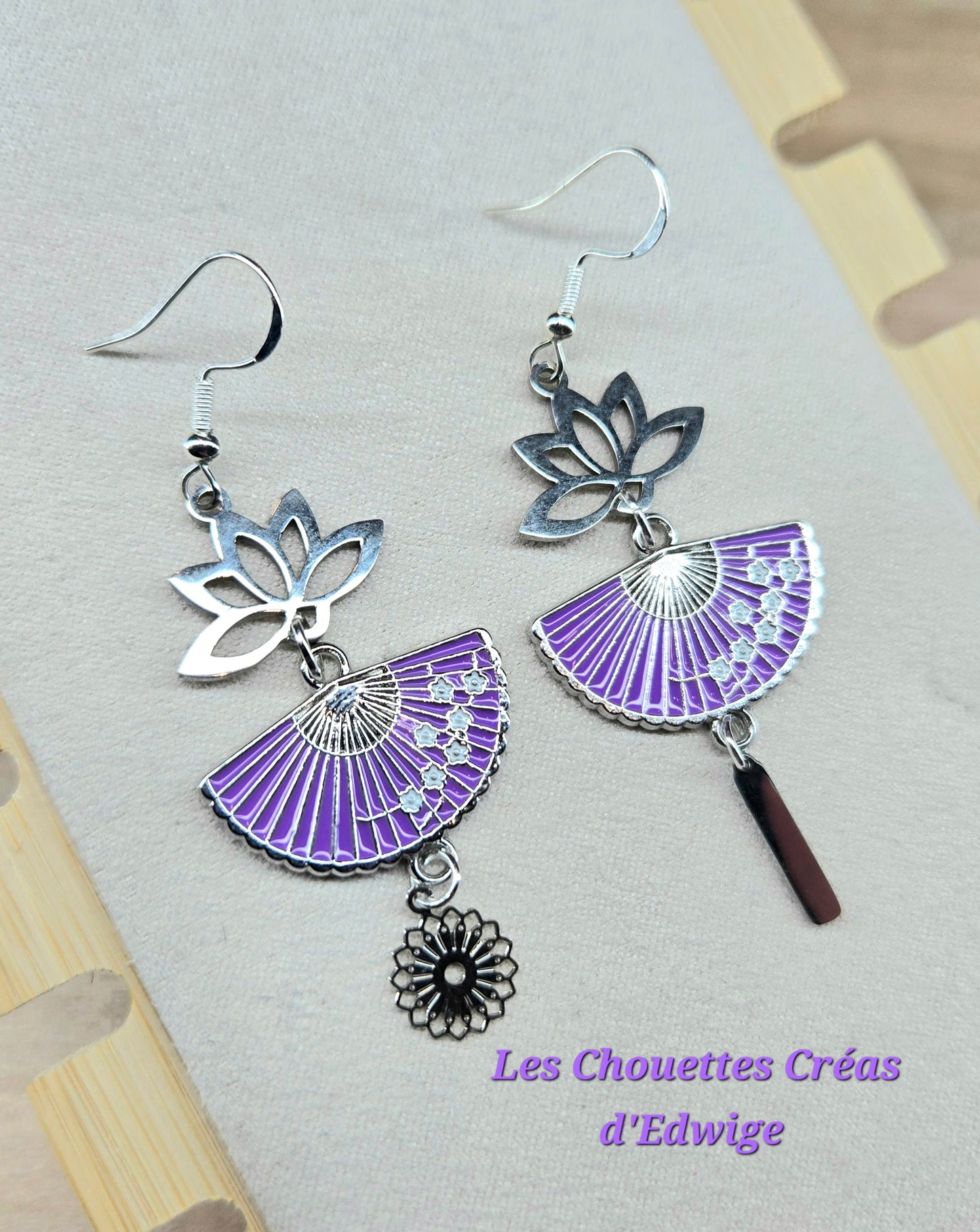 Boucles d'oreilles éventails violet