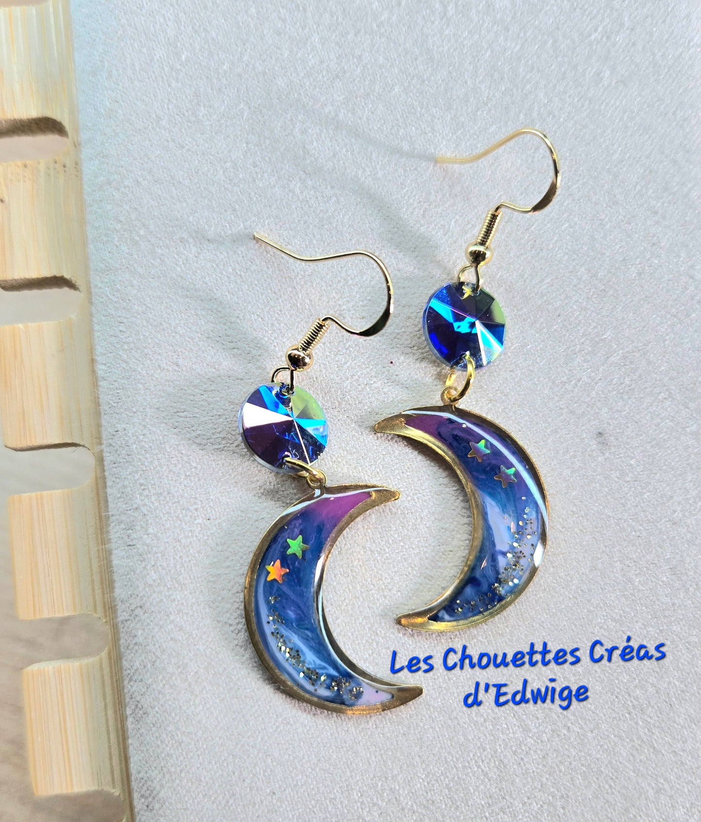 Boucles d'oreilles lunes étoilées
