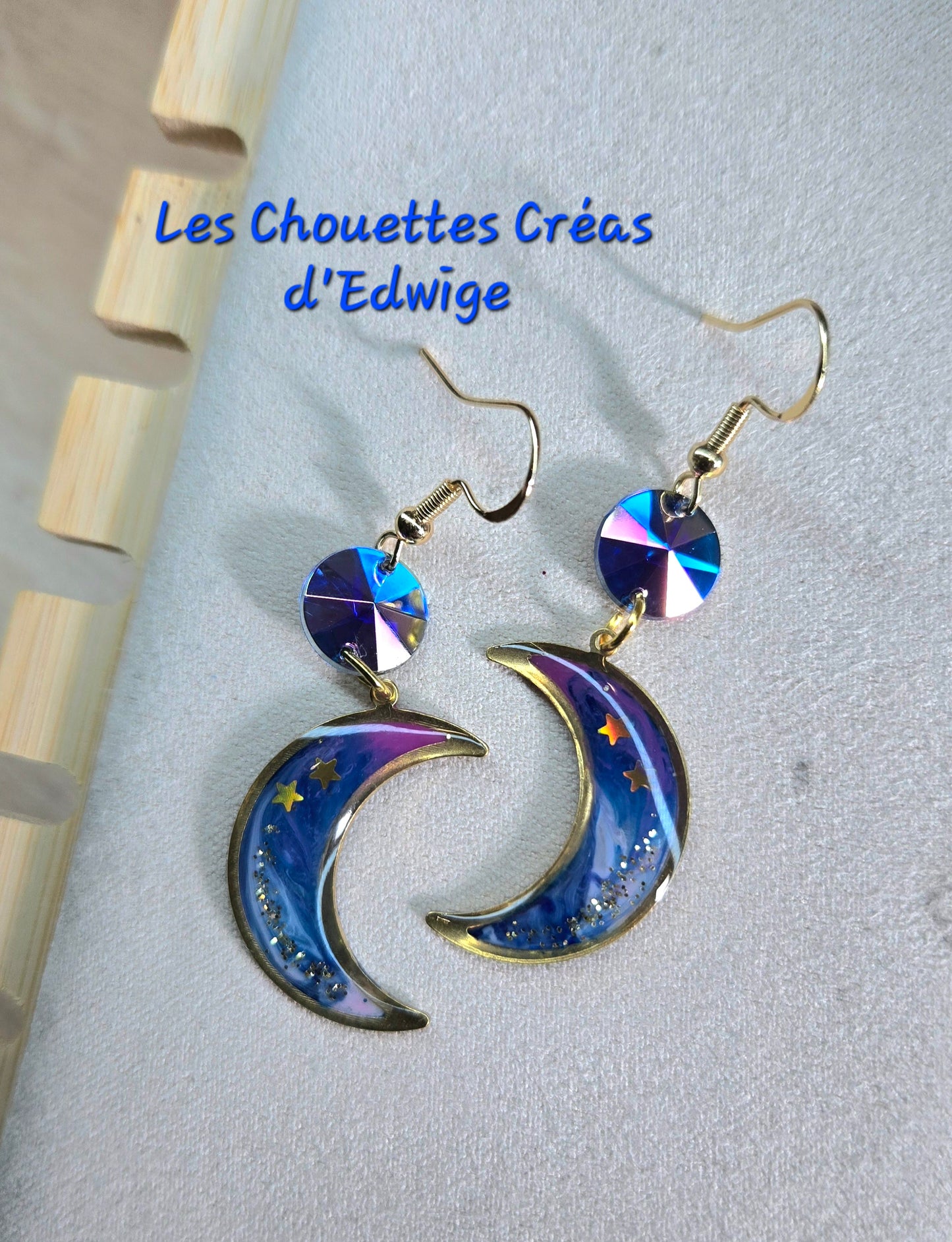Boucles d'oreilles lunes étoilées