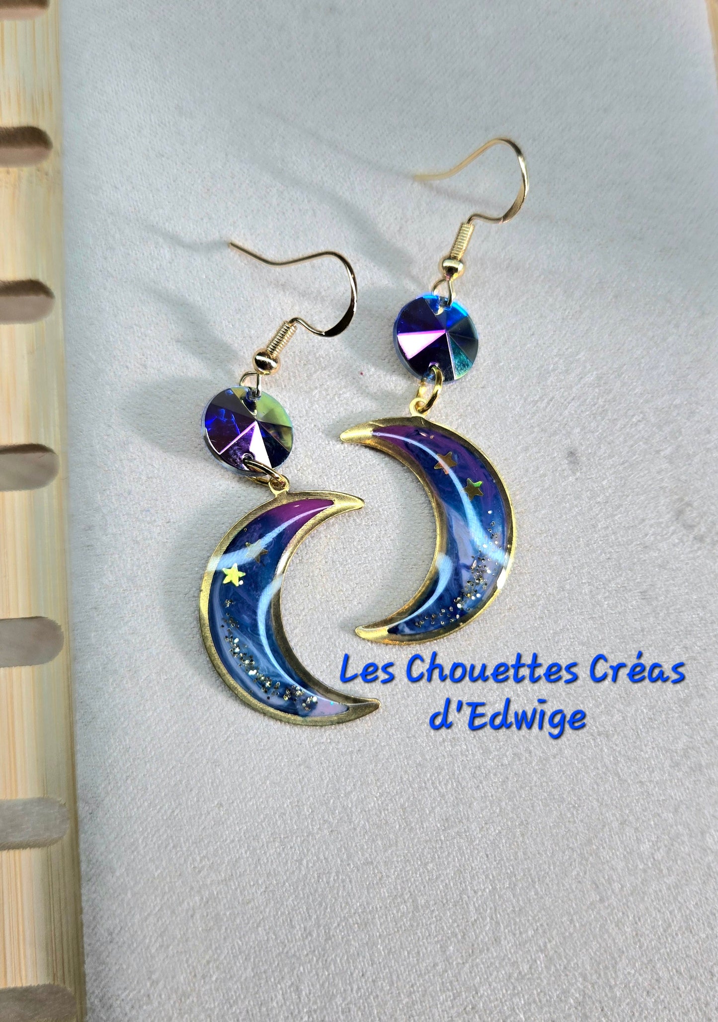 Boucles d'oreilles lunes étoilées