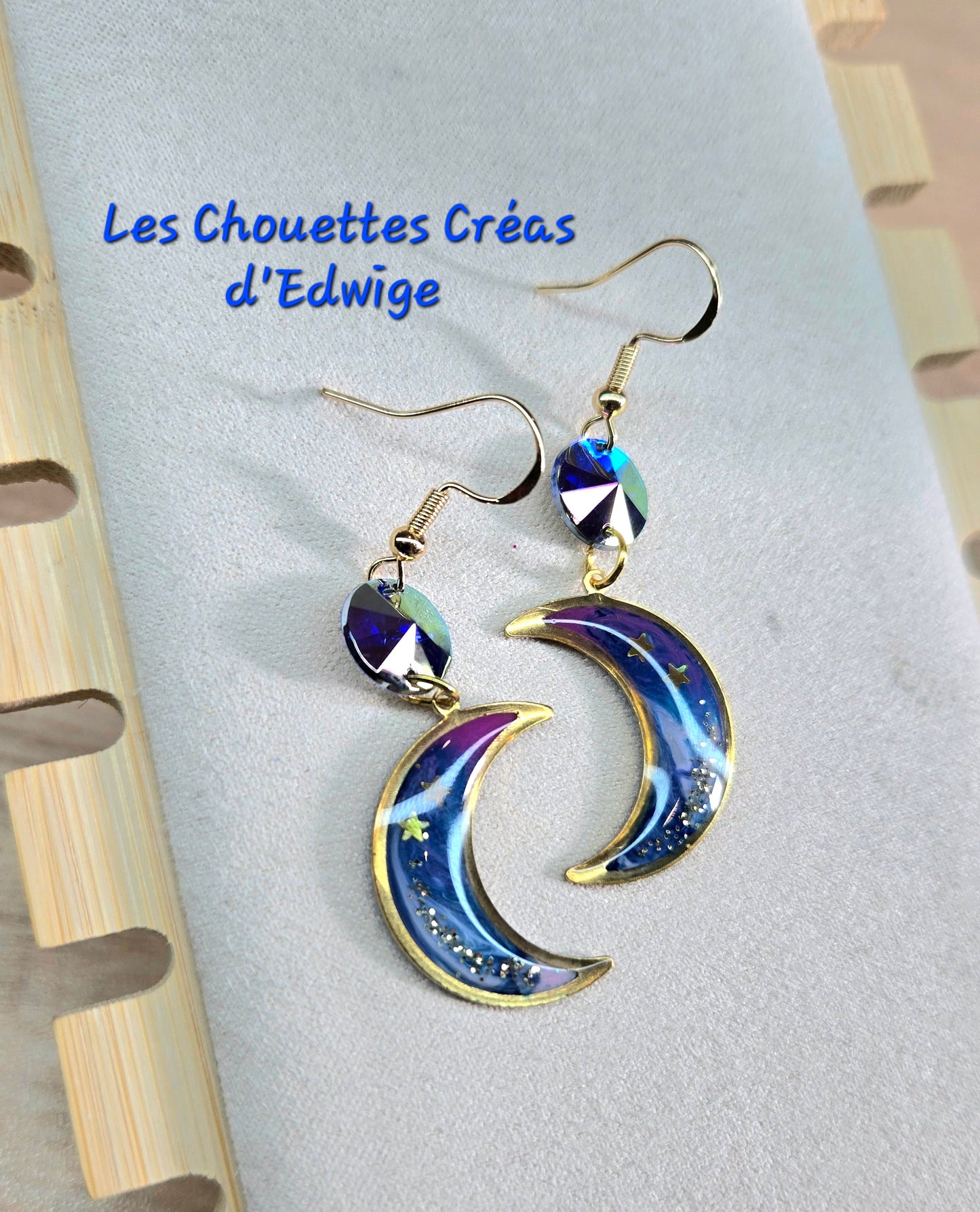 Boucles d'oreilles lunes étoilées