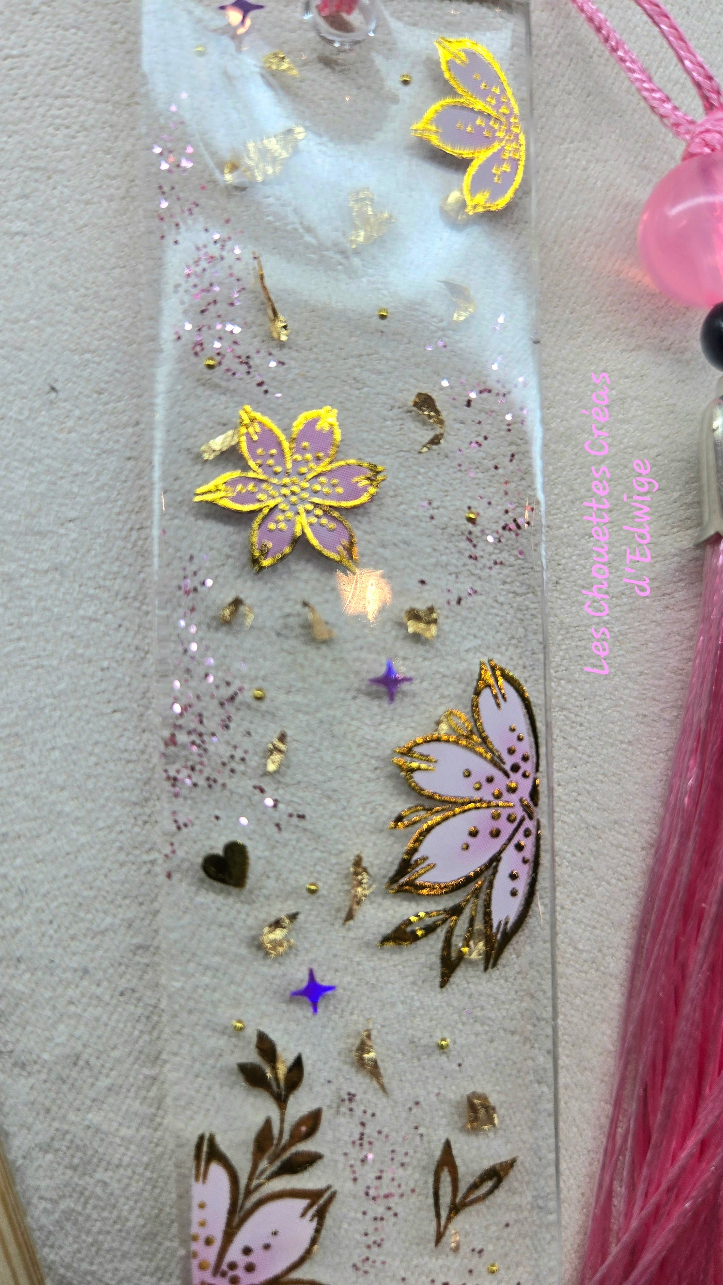 Marque-pages avec fleurs roses