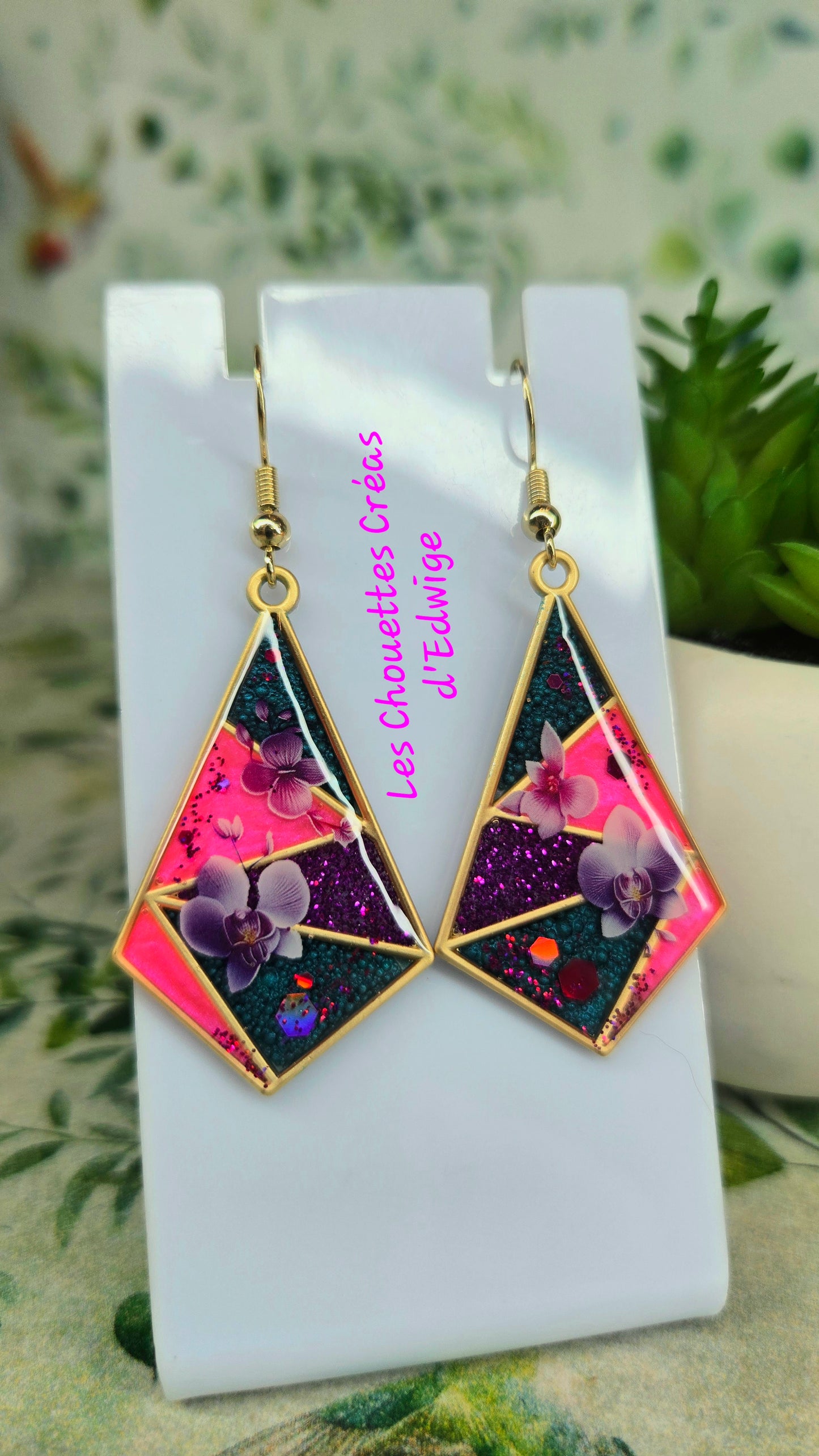 Boucles d'oreilles orchidées fluo