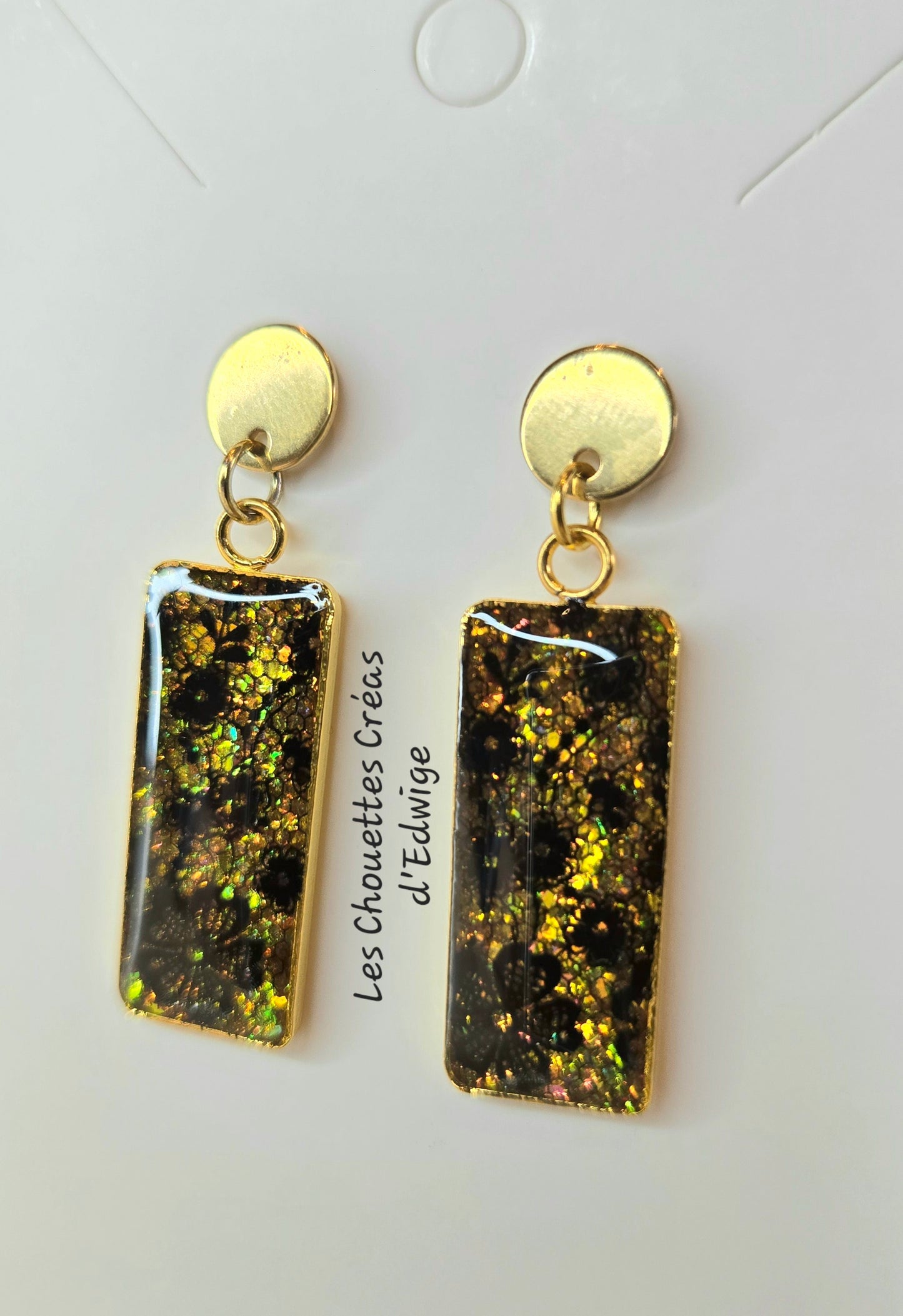 Boucles d'oreilles holographiques rectangulaires