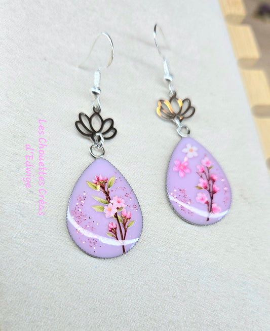 Boucles d'oreilles fleurs de cerisiers