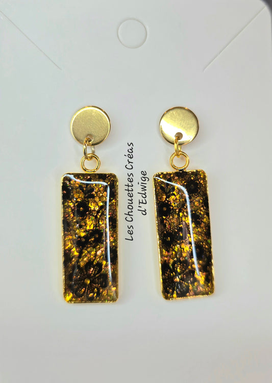 Boucles d'oreilles holographiques rectangulaires