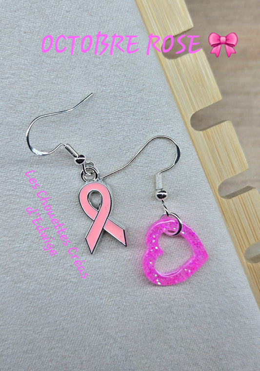 Boucles d'oreilles Octobre Rose petit modèle
