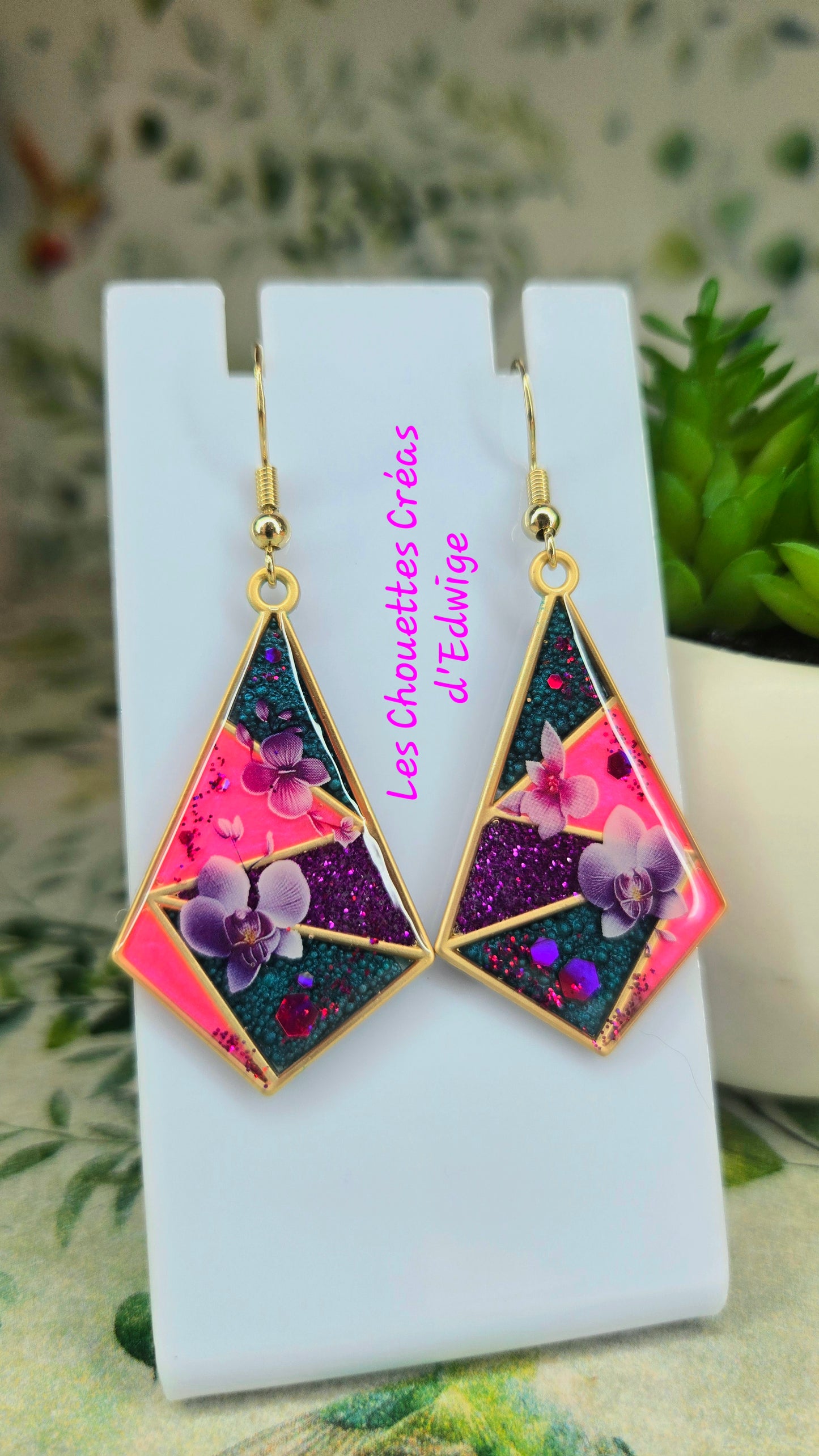 Boucles d'oreilles orchidées fluo