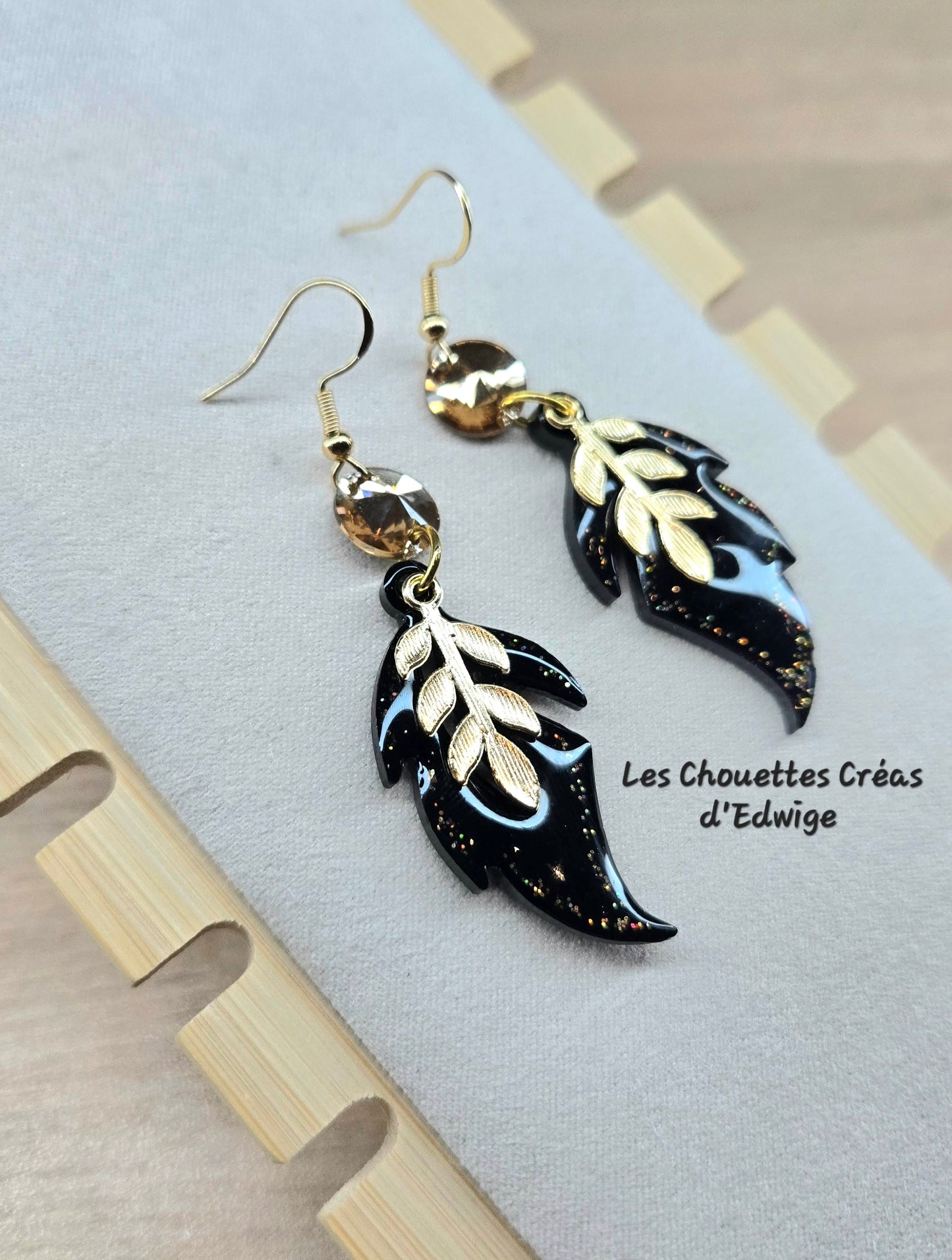 Boucles d'oreilles feuilles 100% résine