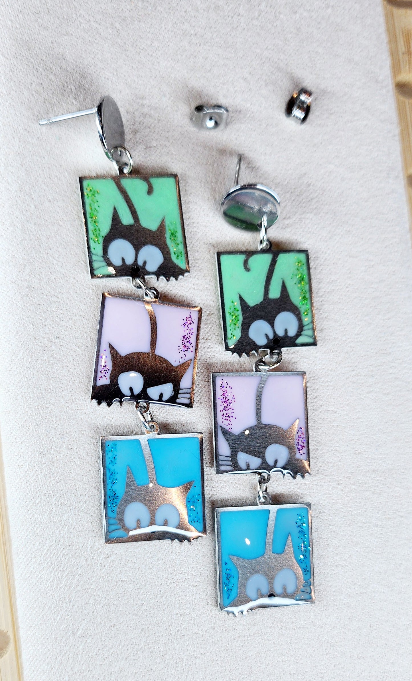 Boucles d'oreilles "trois p'tits chats"