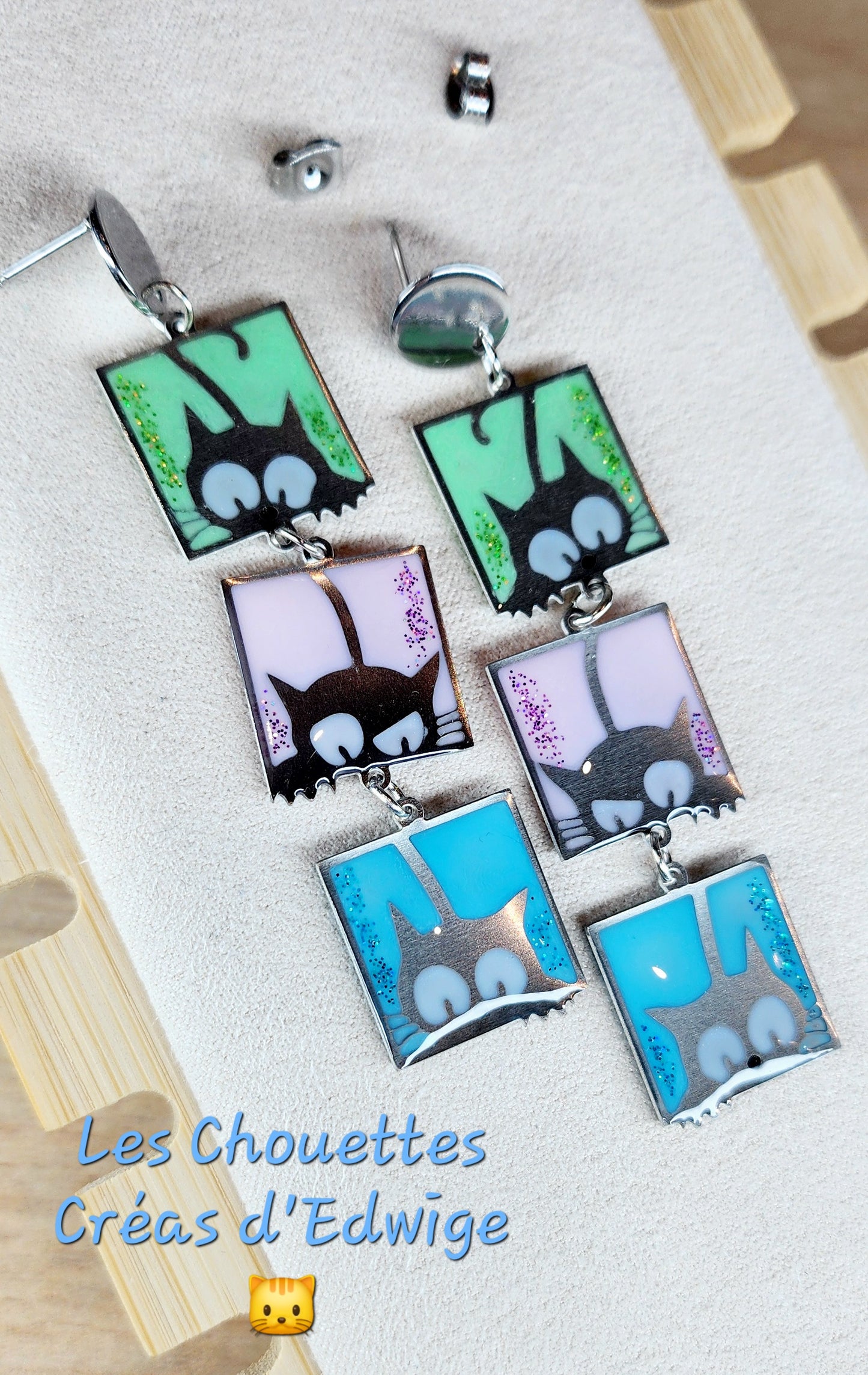 Boucles d'oreilles "trois p'tits chats"