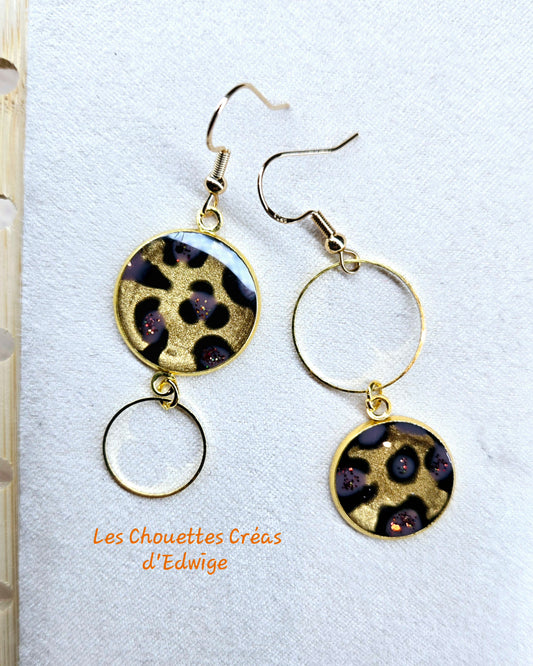 Boucles d'oreilles Léopard asymétriques