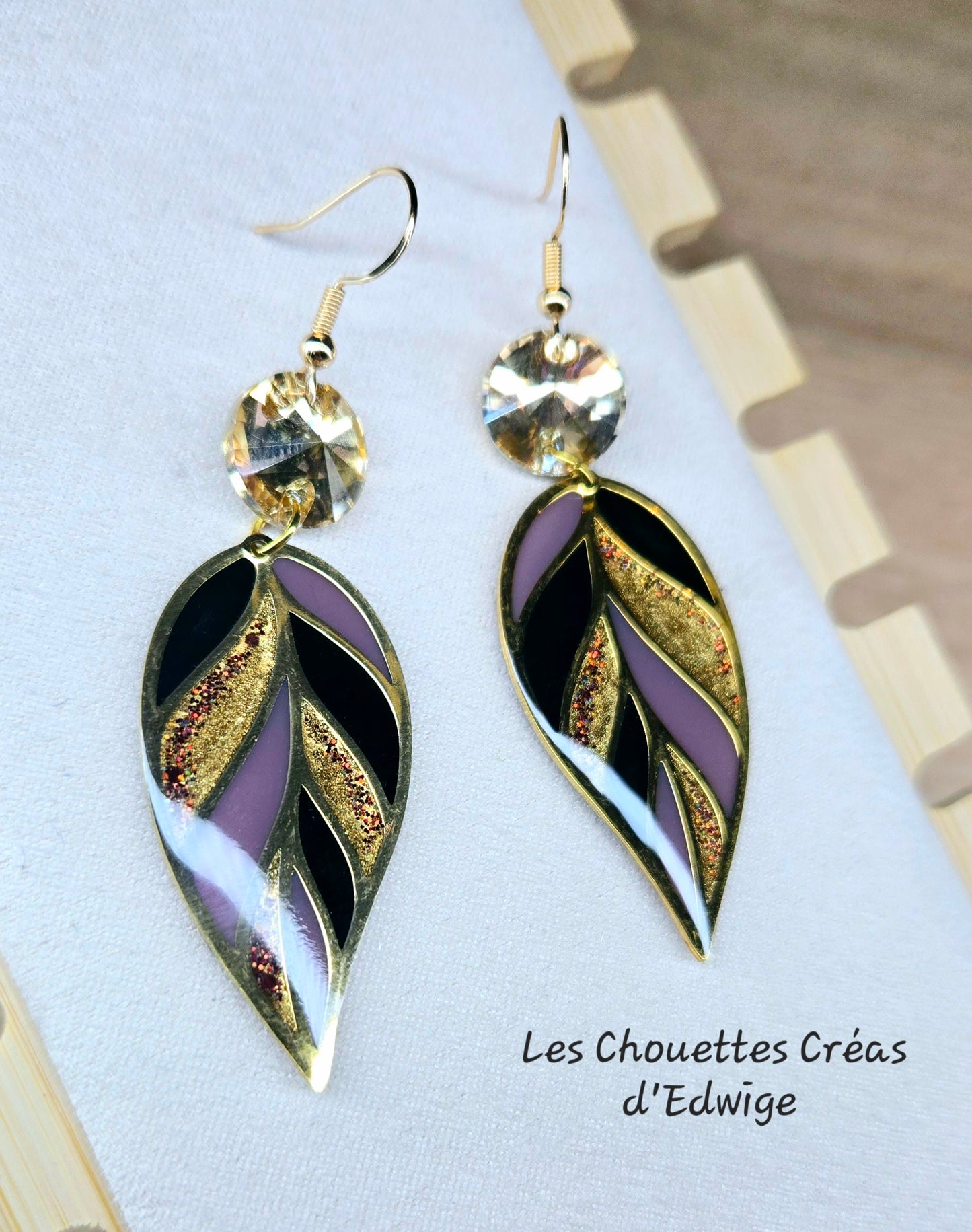 Boucles d'oreilles feuilles couleur Léopard