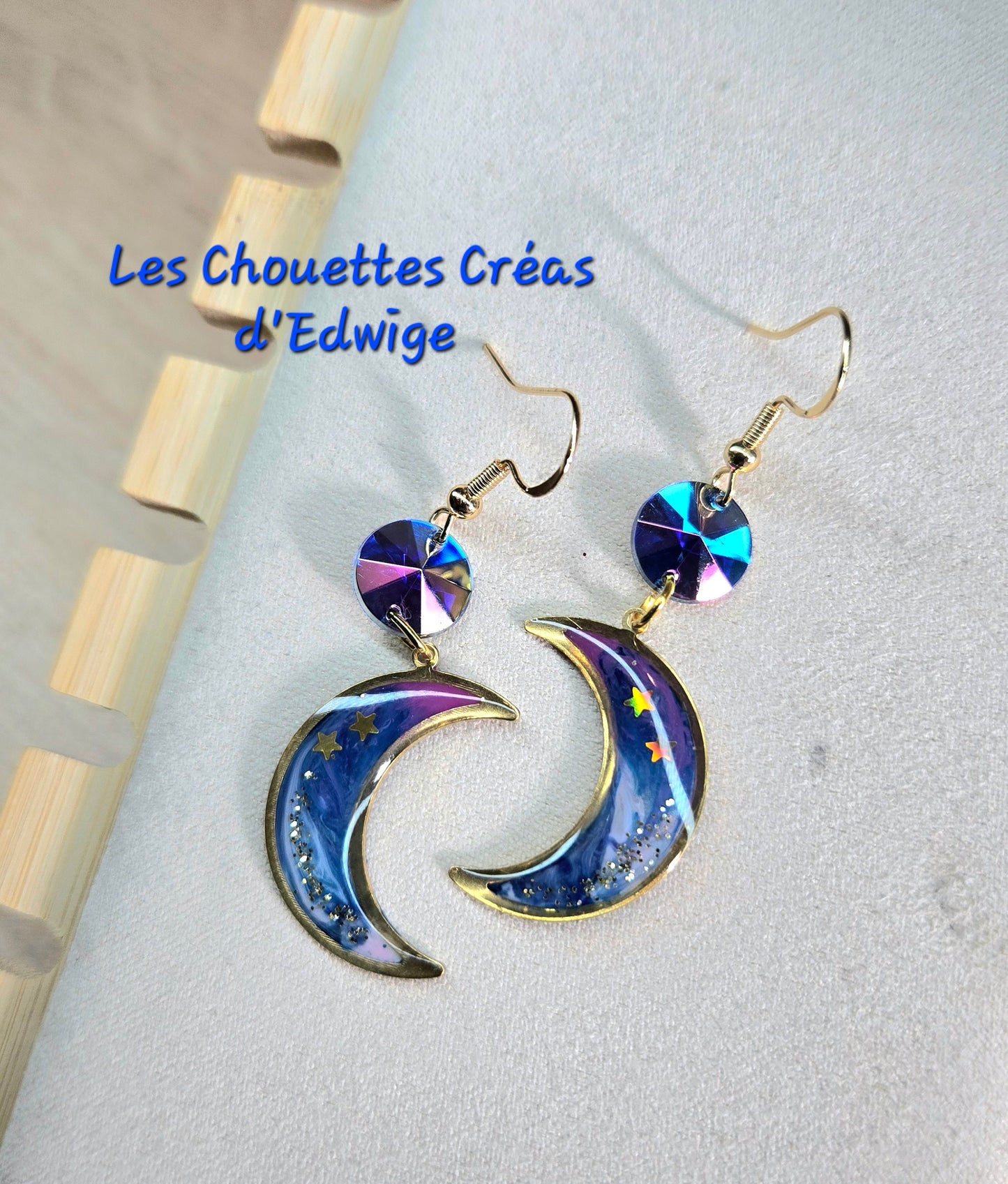 Boucles d'oreilles lunes étoilées