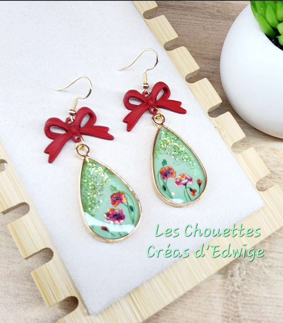 Boucles d'oreilles coquelicots