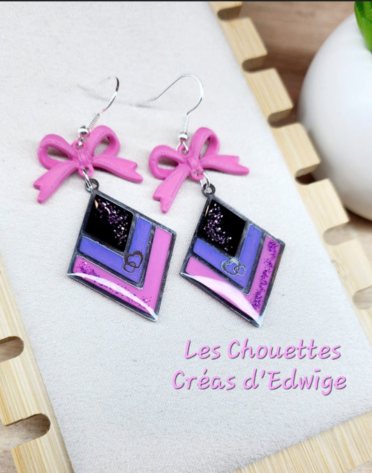 Boucles d'oreilles losanges et nœuds