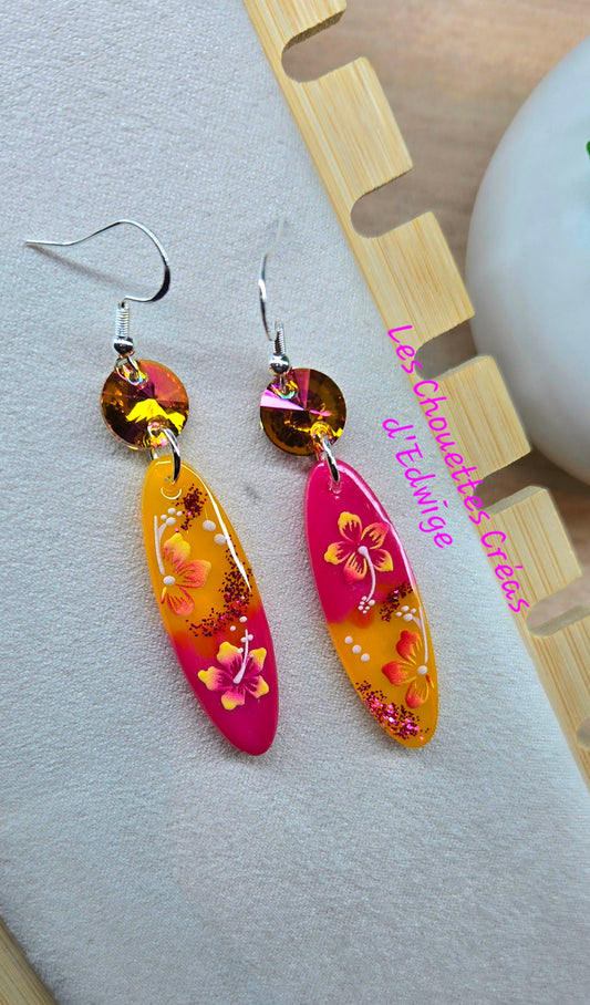 Boucles d'oreilles hibiscus