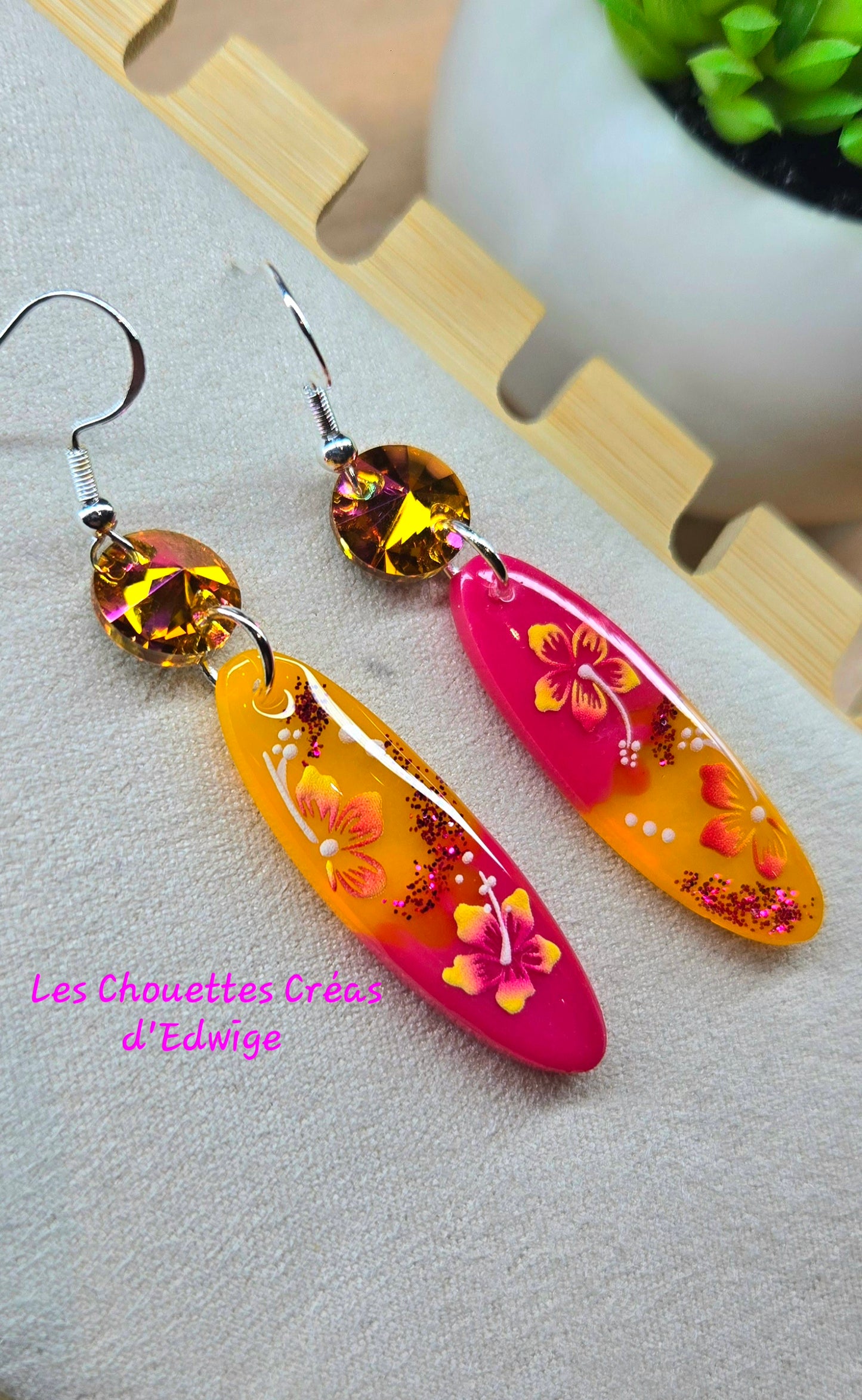 Boucles d'oreilles hibiscus