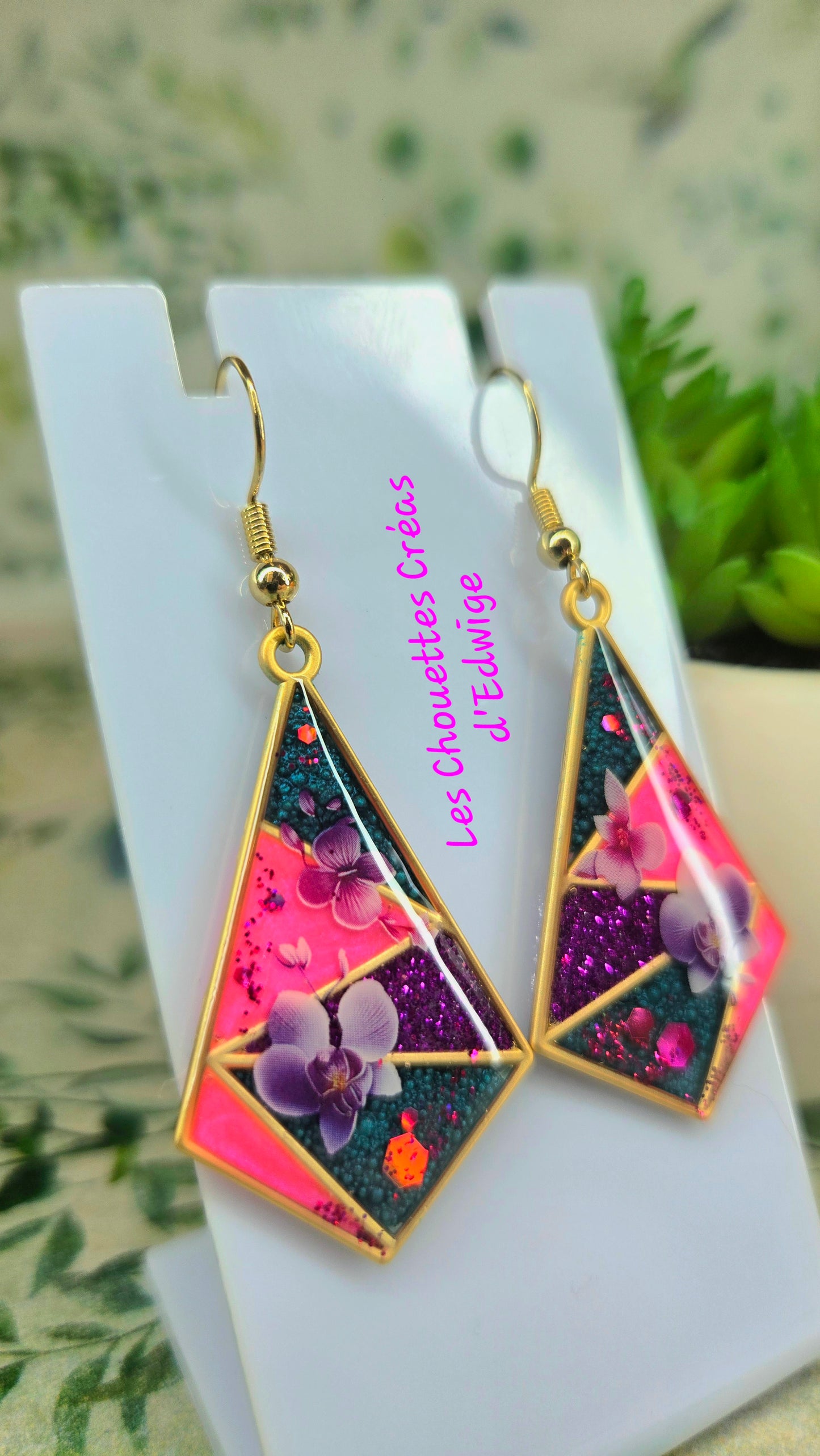 Boucles d'oreilles orchidées fluo