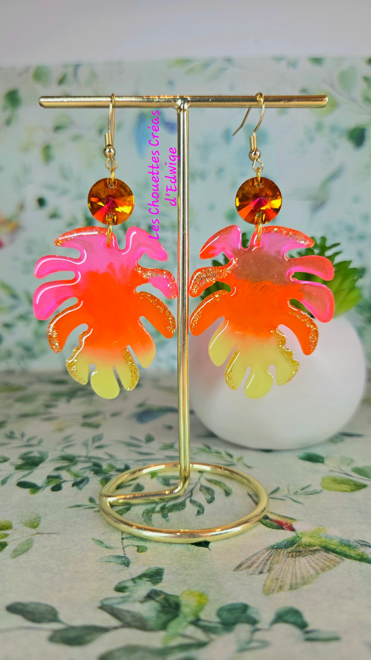 Boucles d'oreilles monstera