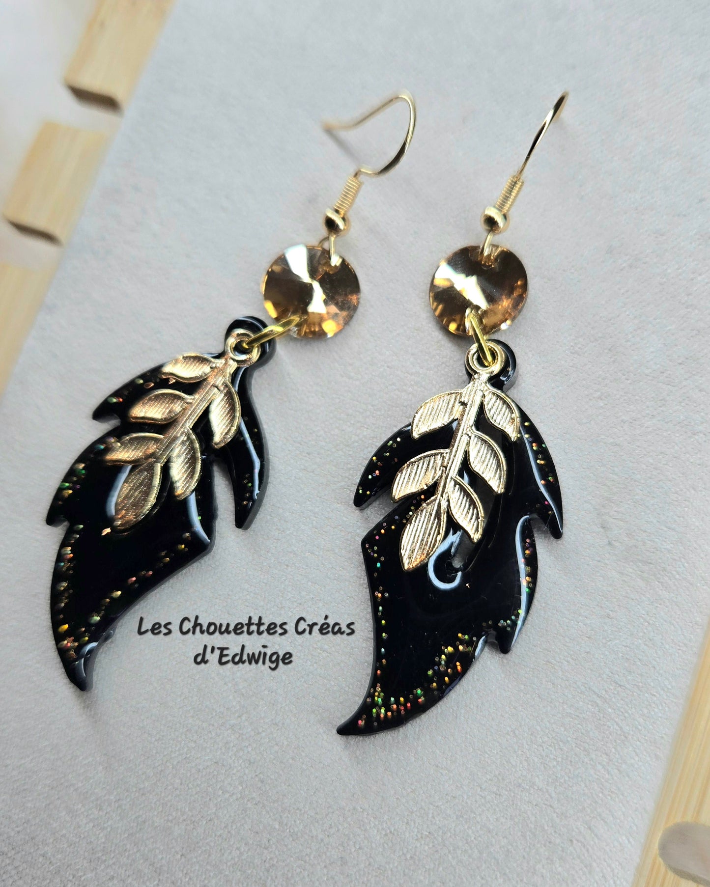 Boucles d'oreilles feuilles 100% résine