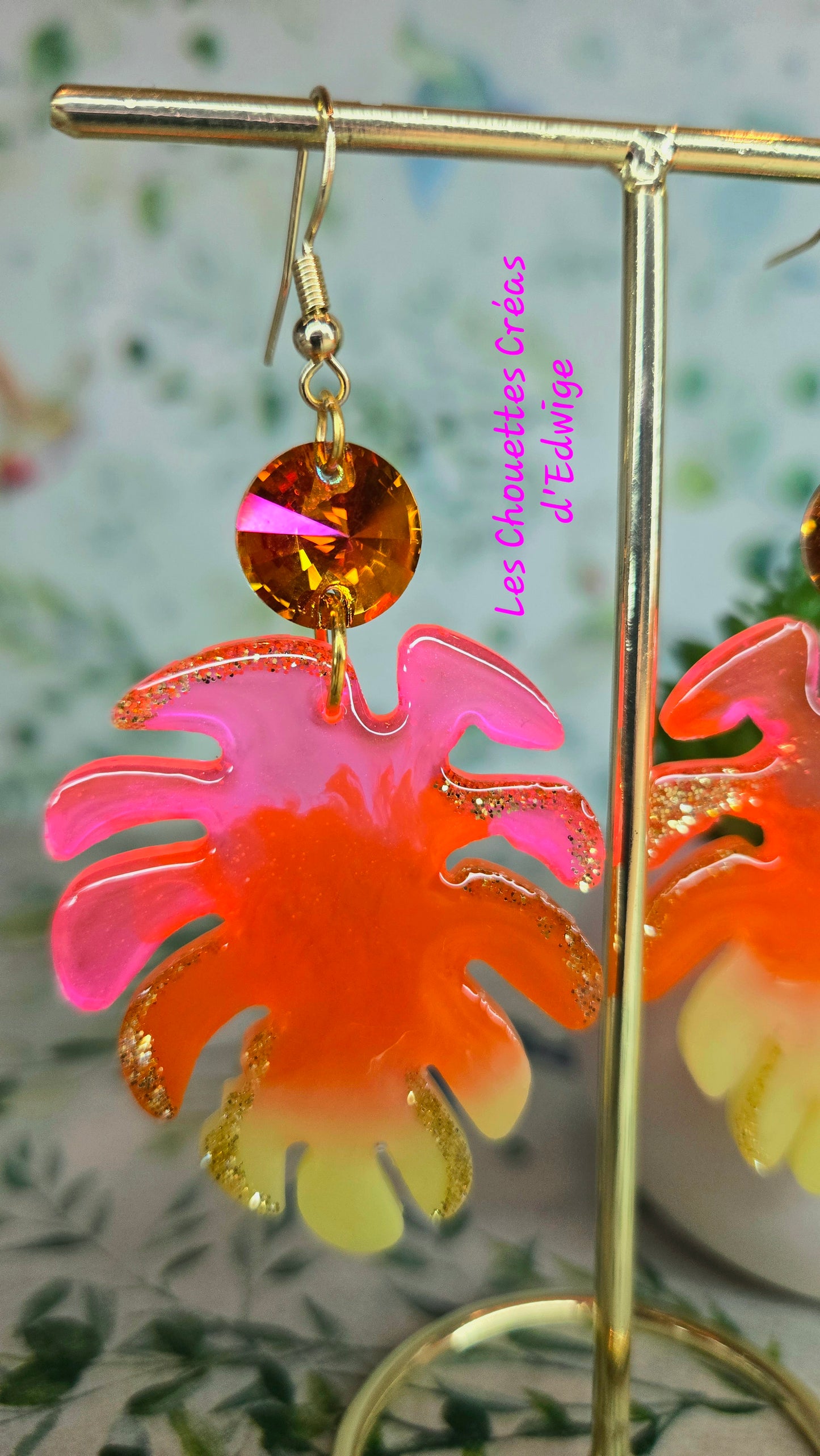 Boucles d'oreilles monstera