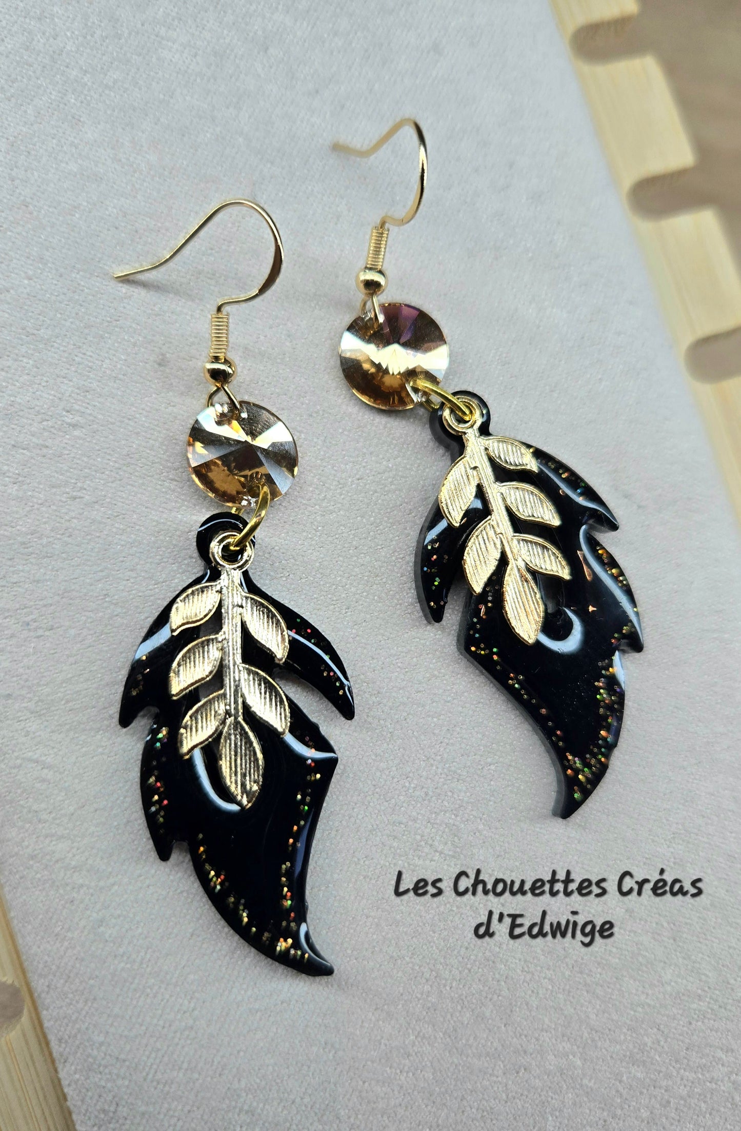 Boucles d'oreilles feuilles 100% résine