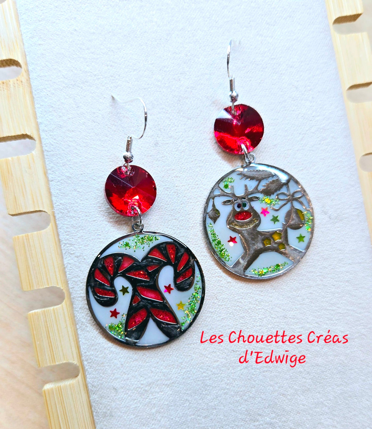 Boucles d'oreilles renne/sucre d'orge