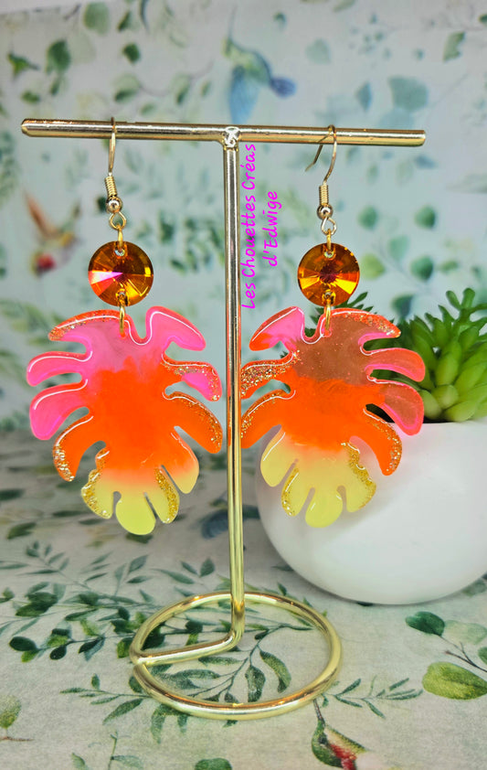 Boucles d'oreilles monstera