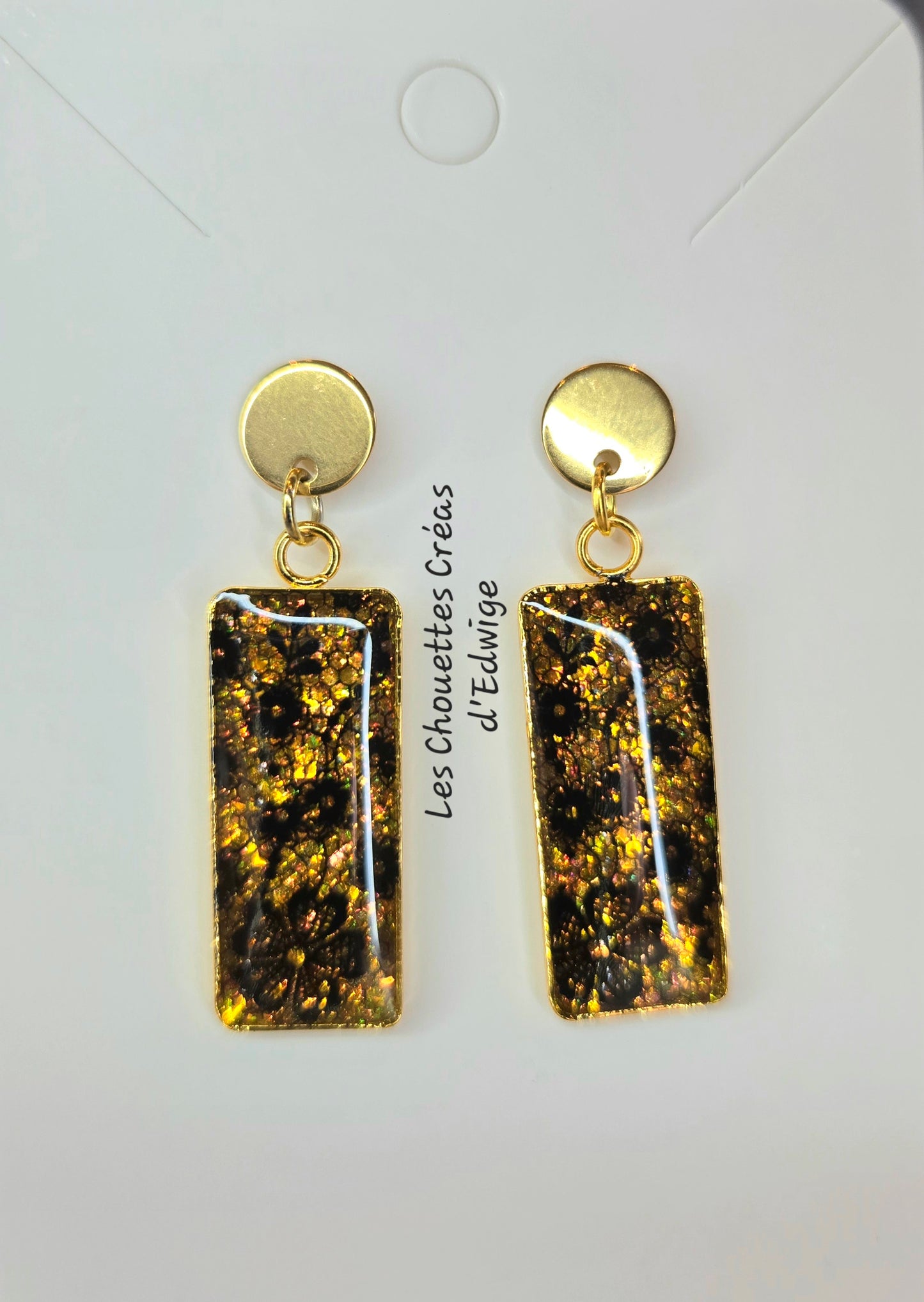 Boucles d'oreilles holographiques rectangulaires