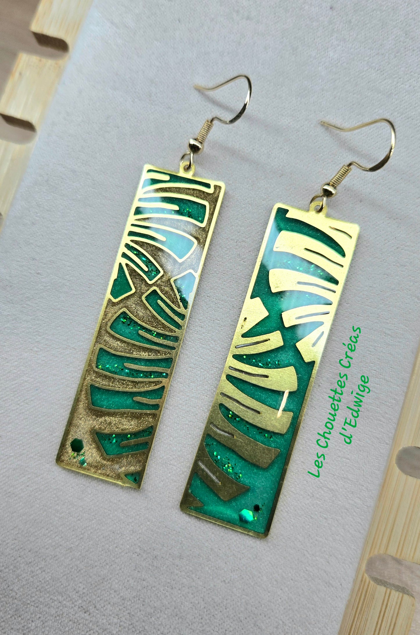 Boucles d'oreilles rectangulaires Monstera