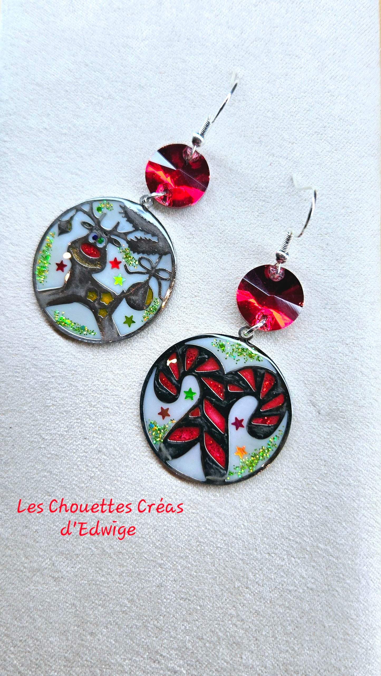 Boucles d'oreilles renne/sucre d'orge