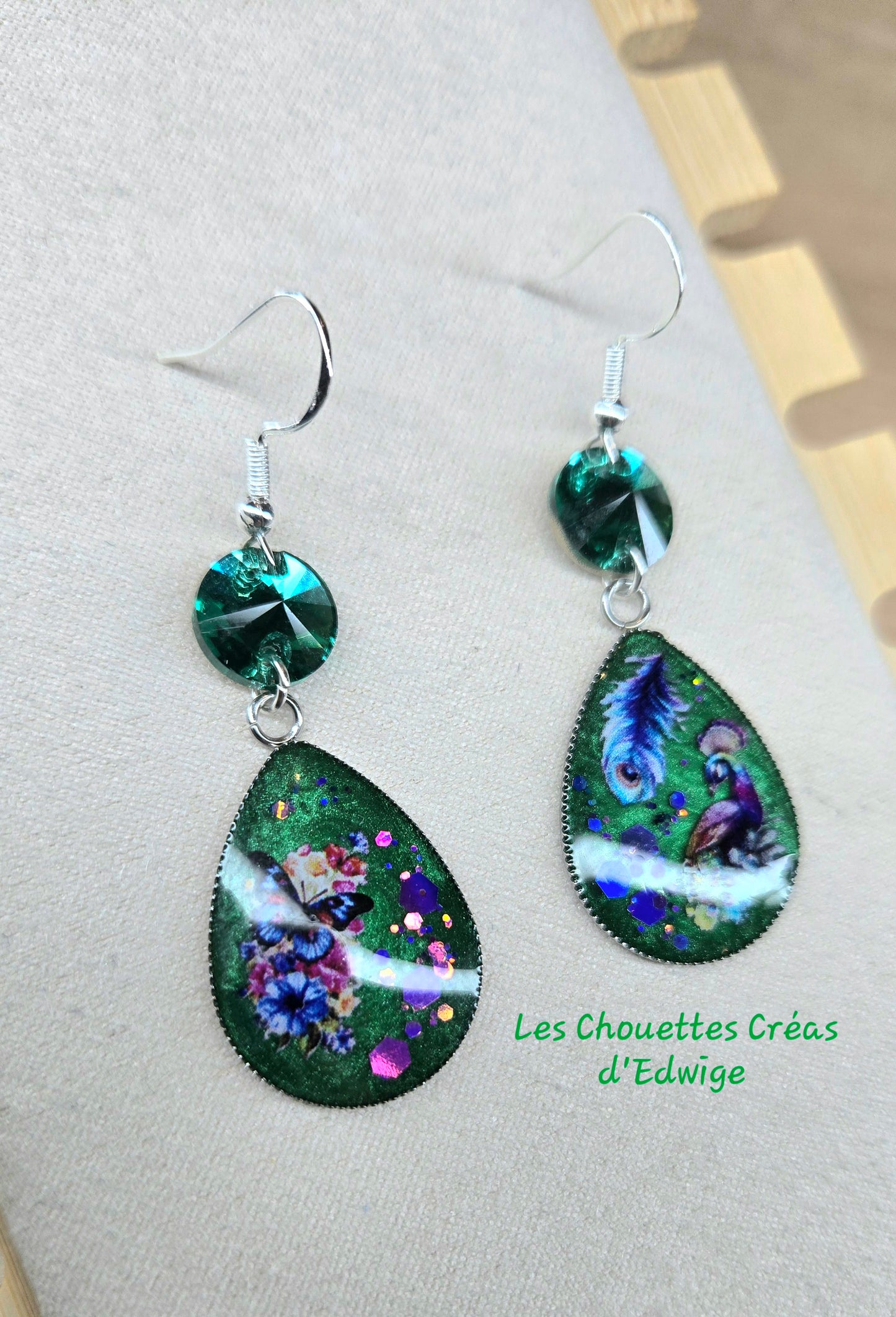 Boucles d'oreilles paon-papillon