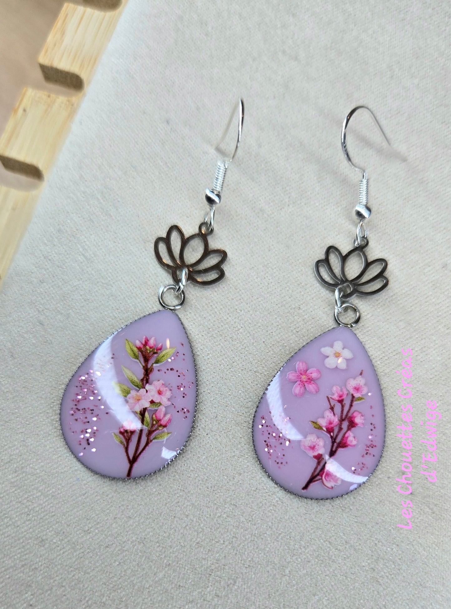 Boucles d'oreilles fleurs de cerisiers