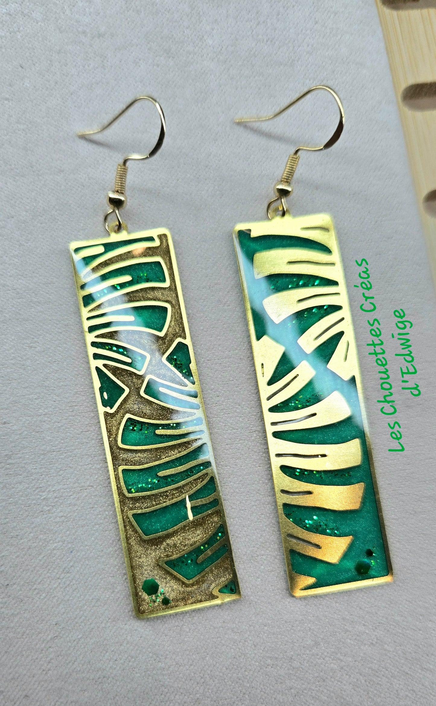 Boucles d'oreilles rectangulaires Monstera