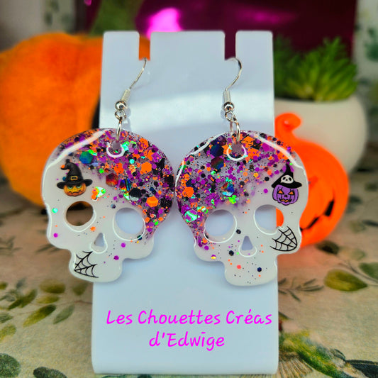 Boucles d'oreilles crânes d'Halloween